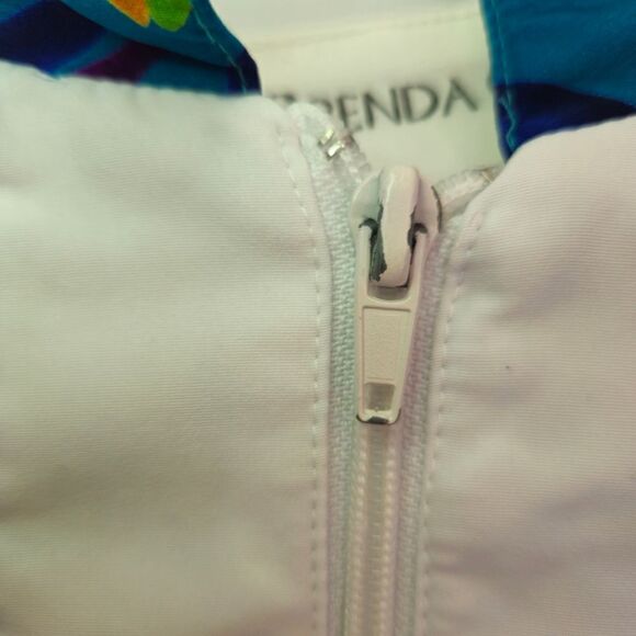 Vintage Brenda Goode '80s Full Zip Light Weight Ruffle Hem Windbreaker Jacket M - Picture 4 of 9